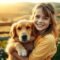 A charming country girl holding a friendly golden retriever, bathed in warm natural light. The girl's freckled face is alight with joy as she embraces her furry companion, both set against a bucolic backdrop of rolling hills, wildflowers, and a rustic wooden fence. The scene captures a timeless, heartwarming moment of pure, unaffected country living. Soft, diffused lighting creates a dreamy, nostalgic atmosphere, while a wide-angle lens provides a sense of expansive, pastoral tranquility. The overall mood is one of wholesome simplicity, rural contentment, and the enduring bond between a country girl and her loyal canine friend.
